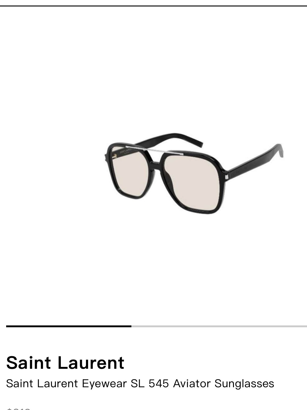 Saint Laurent Black Frame Sunglasses With Light Yellow Lenses